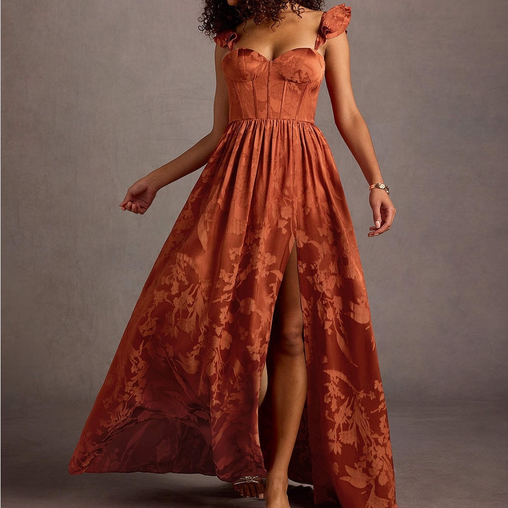 Azazie Orange Maxi Dress